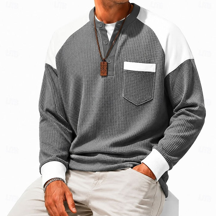 Nolan | Textured Colour-Block Henley