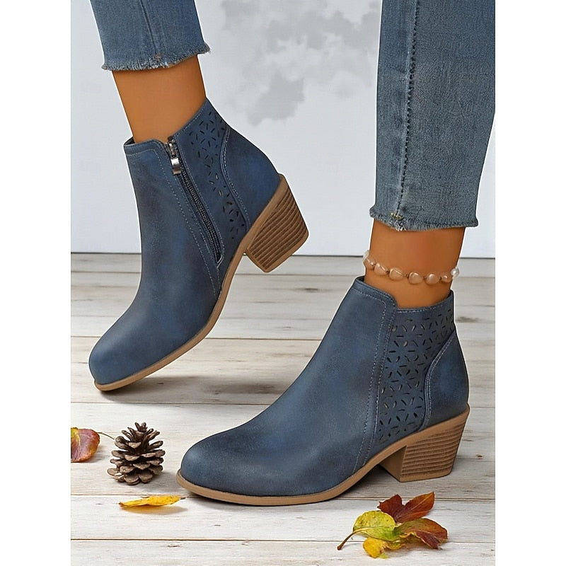 Marcella | Cutout Block-Heel Ankle Boots