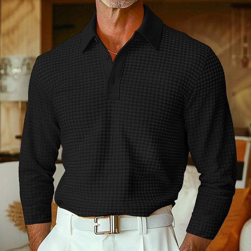 Theron | Textured Long-Sleeve Polo