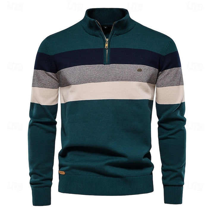 Sawyer | Quarter-Zip Striped Sweater