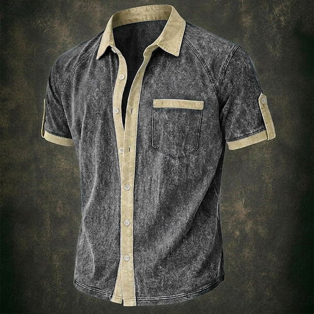 Lloyd | Men's Acid Wash Cotton Short Sleeve Shirt