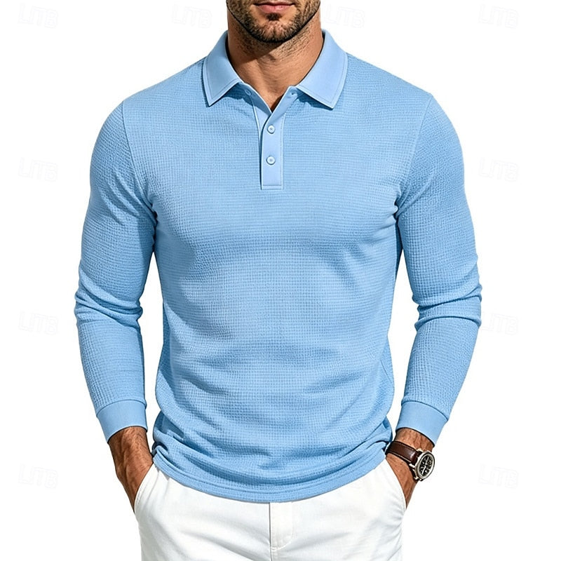 Damon | Textured Long-Sleeve Polo Shirt