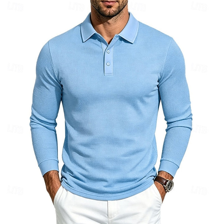 Damon | Textured Long-Sleeve Polo Shirt