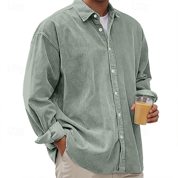 Emmett | Ribbed Textured Button-Up Shirt