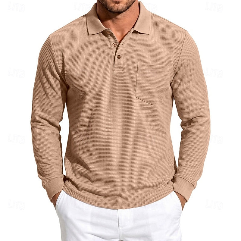 Landon | Textured Long-Sleeve Polo Shirt