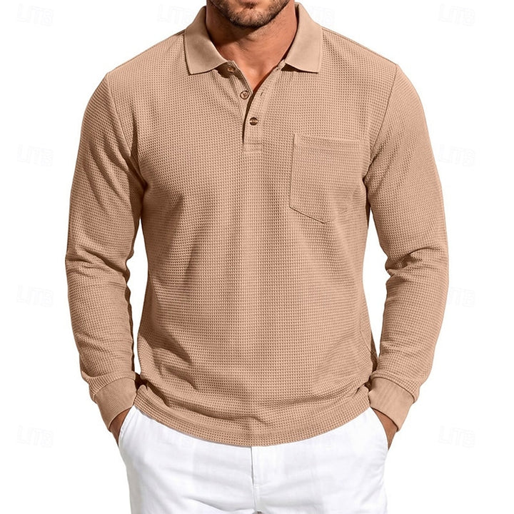 Landon | Textured Long-Sleeve Polo Shirt