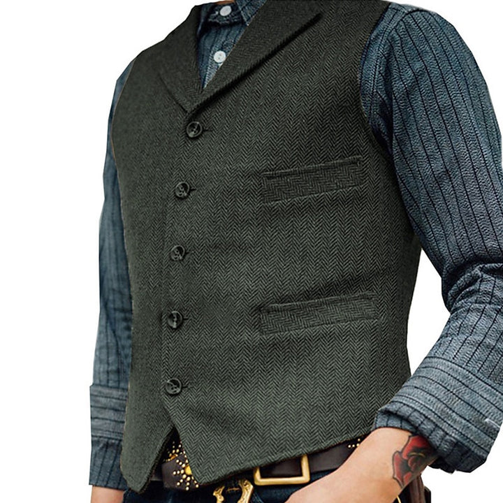 Beckett | Herringbone Single-Breasted Vest