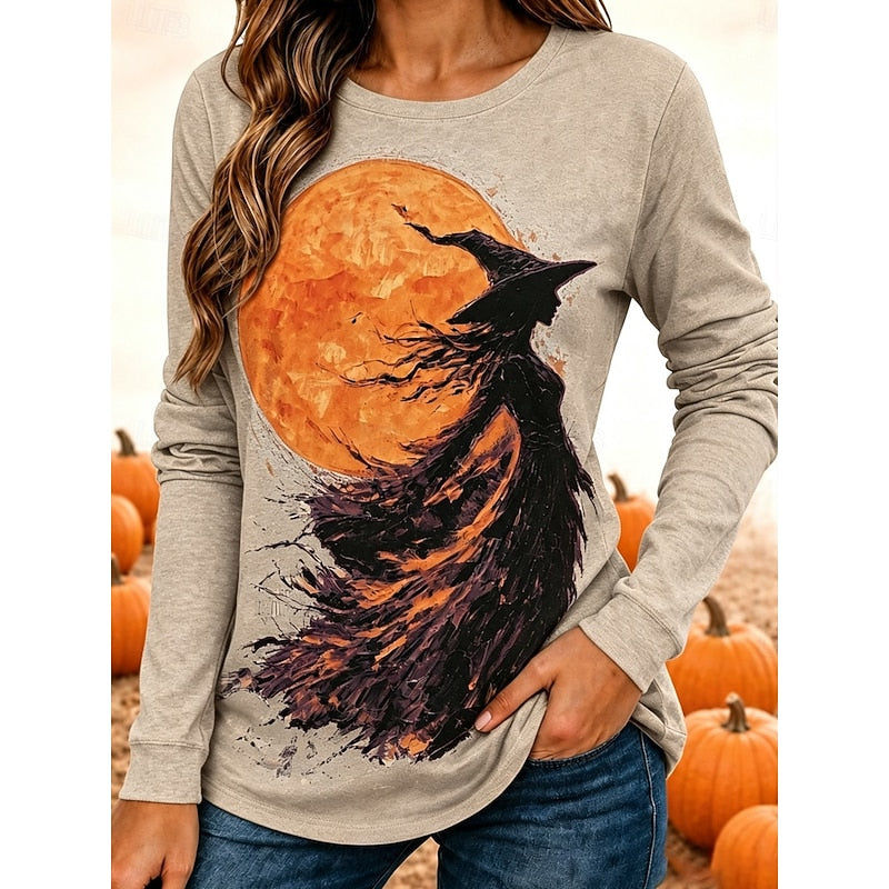 Prudence | Halloween Witch Graphic Long-Sleeve Top