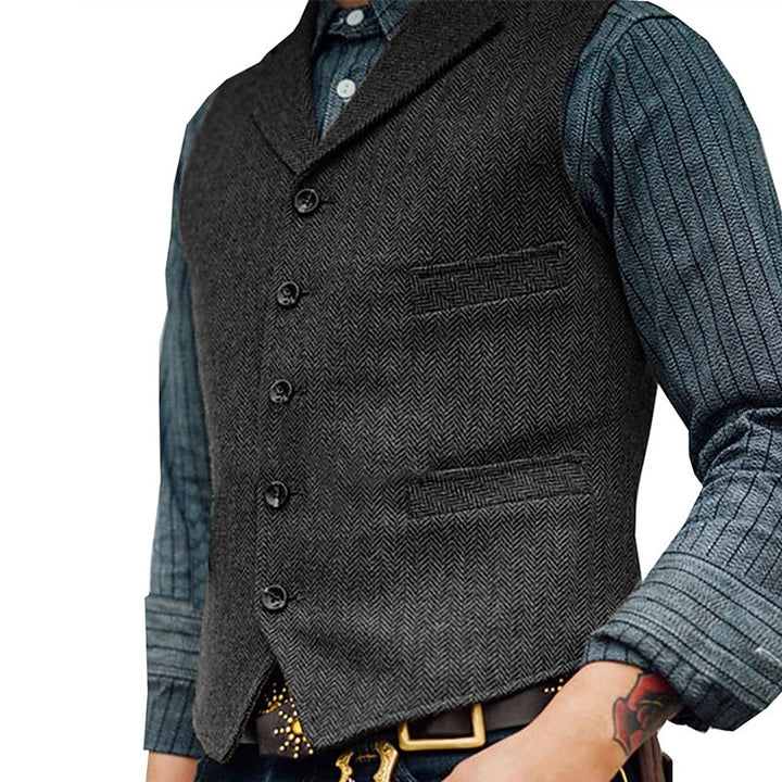 Beckett | Herringbone Single-Breasted Vest