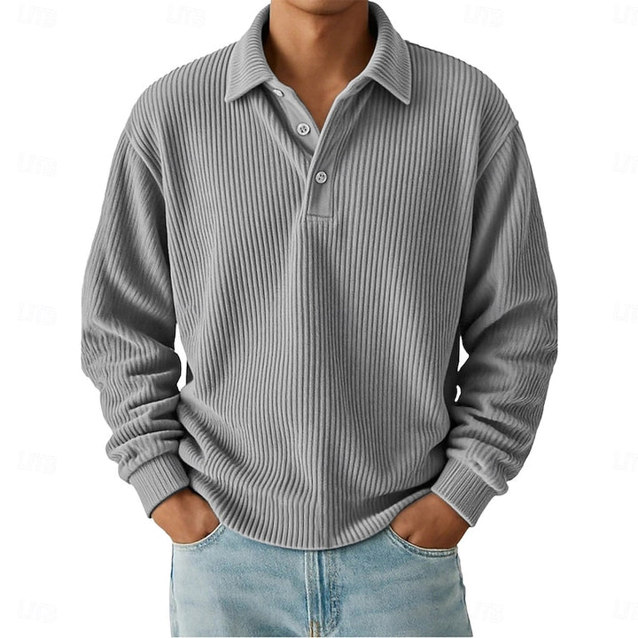 Hudson | Textured Long-Sleeve Polo Shirt