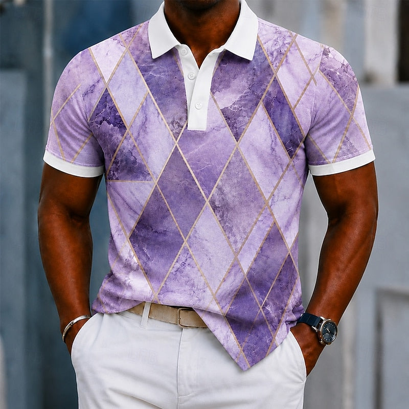 Grady | Marbled Geometric Polo Shirt