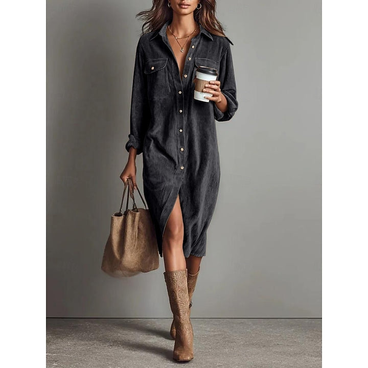 June | Relaxed Button-Front Shirt Dress