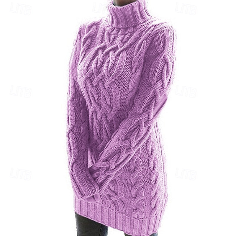 Helen | Cable-Knit Turtleneck Sweater Dress