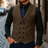 Alistair | Double-Breasted Herringbone Waistcoat