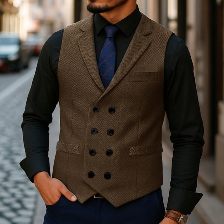 Alistair | Double-Breasted Herringbone Waistcoat