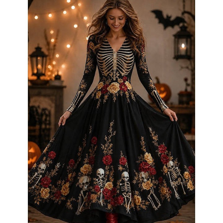 Octavia | Halloween Skeleton Maxi Dress