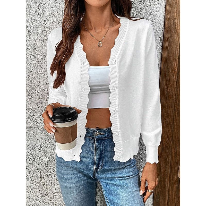 Loretta | Scalloped Button-Front Cardigan