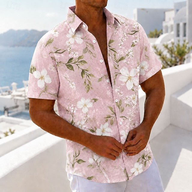 Jordan | Men's Floral Bamboo Linen Short Sleeve Shirt