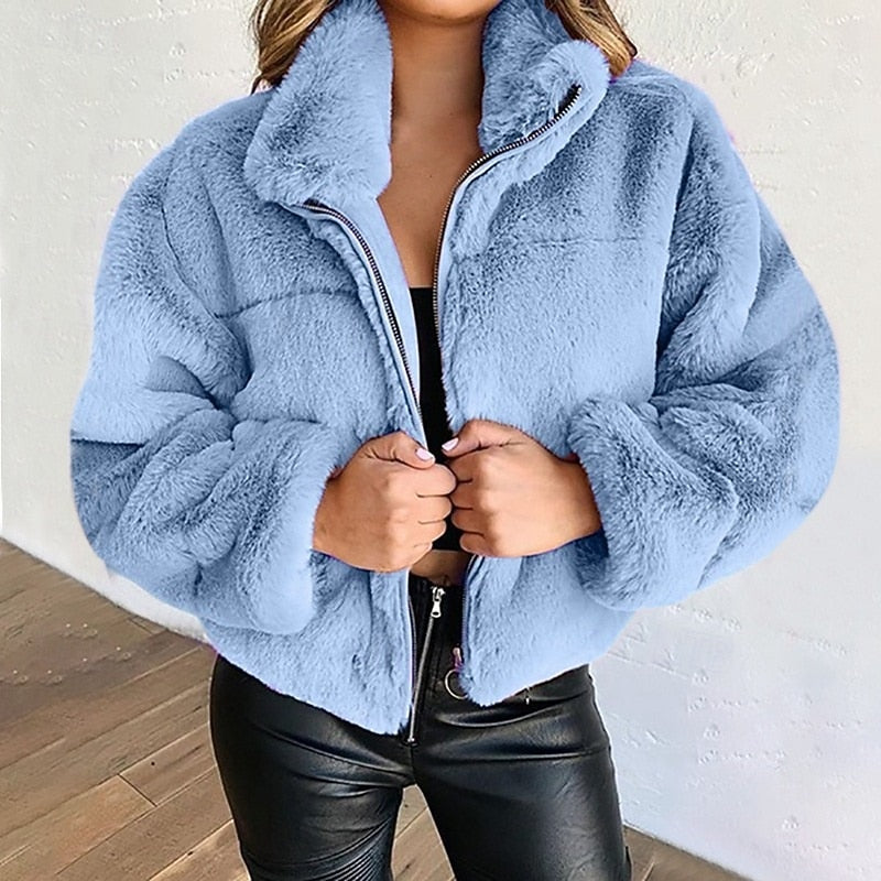 Brigitte | Cropped Plush Zip Jacket