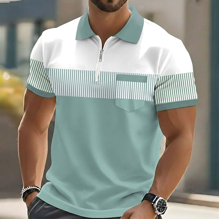 Hudson | Colour-Block Zip Polo Shirt
