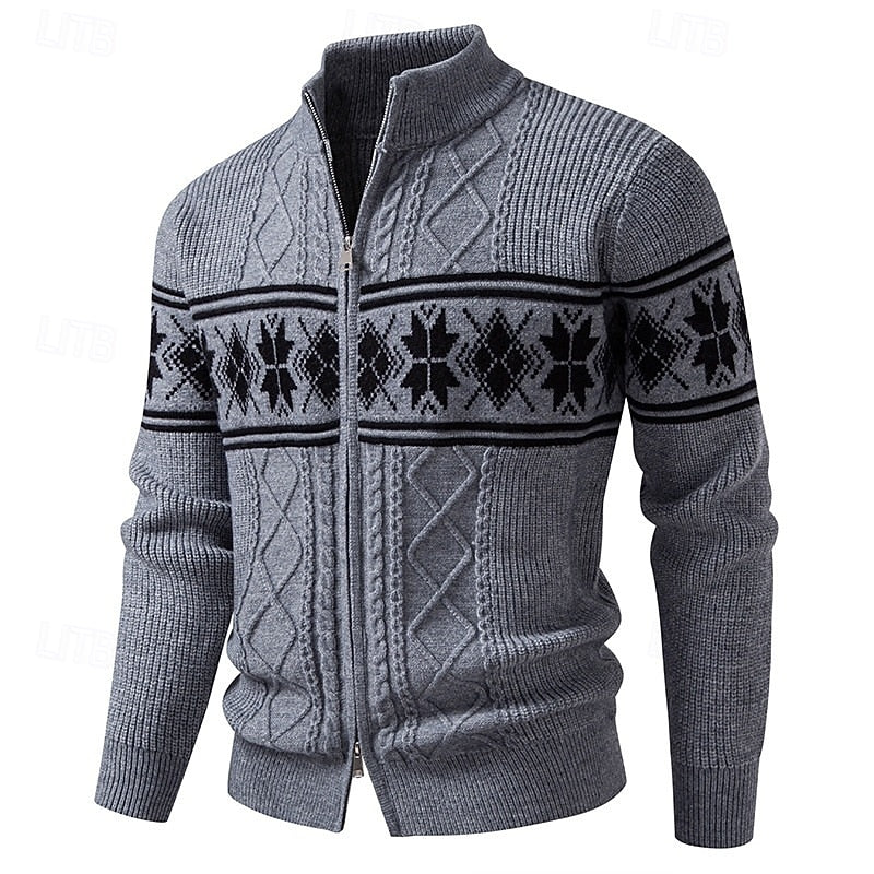 Wesley | Patterned Stand-Collar Cardigan