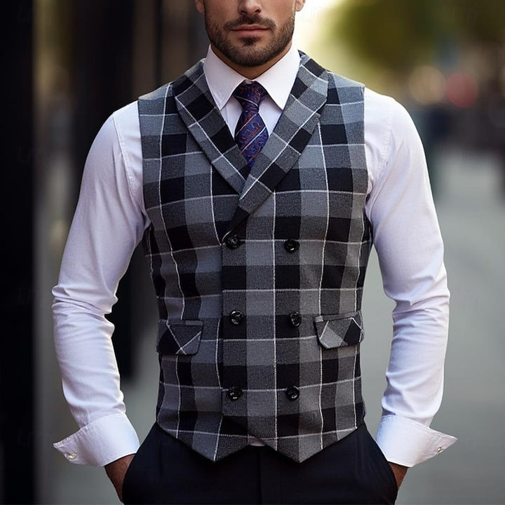 Julian | Double-Breasted Checked Waistcoat