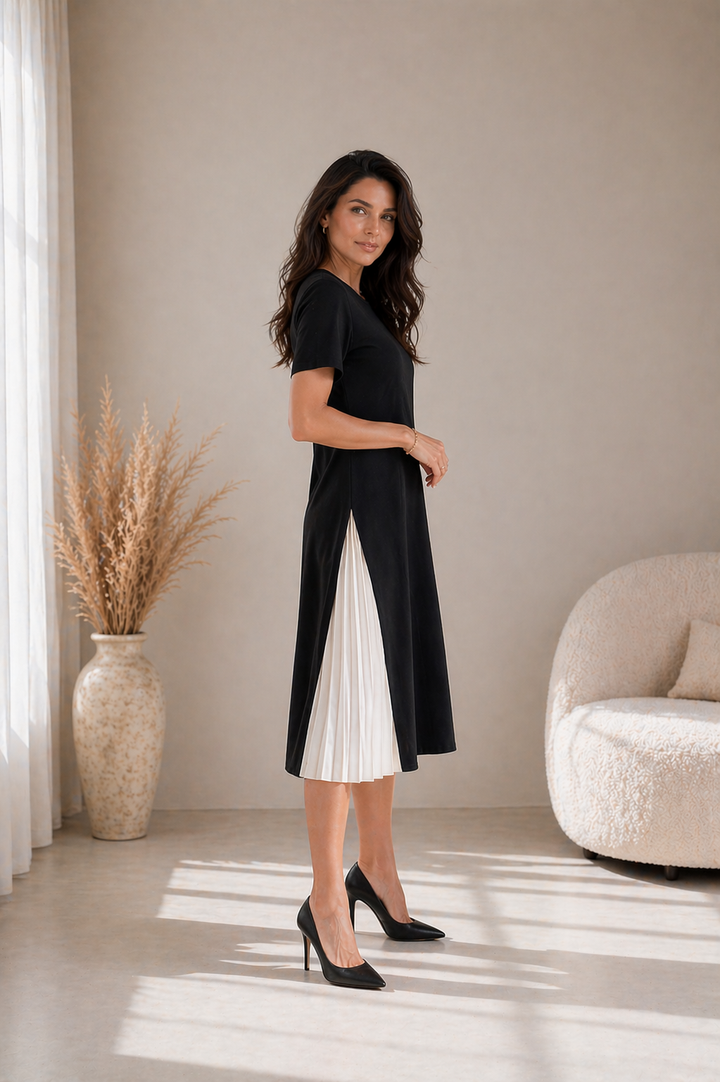 Giselle | Pleated Panel Midi Dress