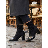 Lillian | Cap-Toe Chunky Heel Ankle Boots