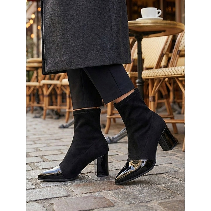 Lillian | Cap-Toe Chunky Heel Ankle Boots