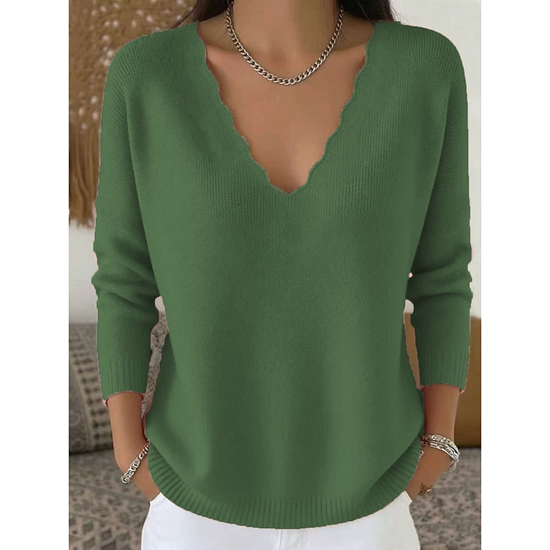 Margot | Scalloped Halloween V-Neck Sweater