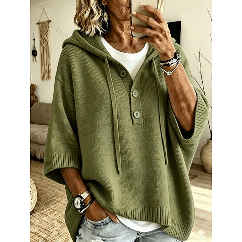 Marina | Relaxed Hooded Button Pullover