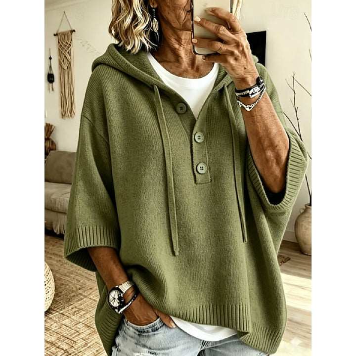 Marina | Relaxed Hooded Button Pullover