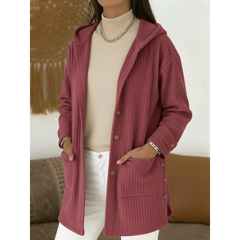 Miranda | Hooded Ribbed Coat