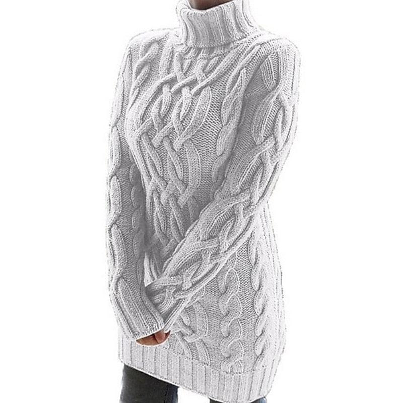 Helen | Cable-Knit Turtleneck Sweater Dress