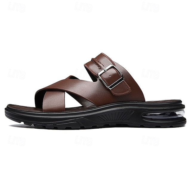 Dominic | Men's Leather Cross-Strap Sandals