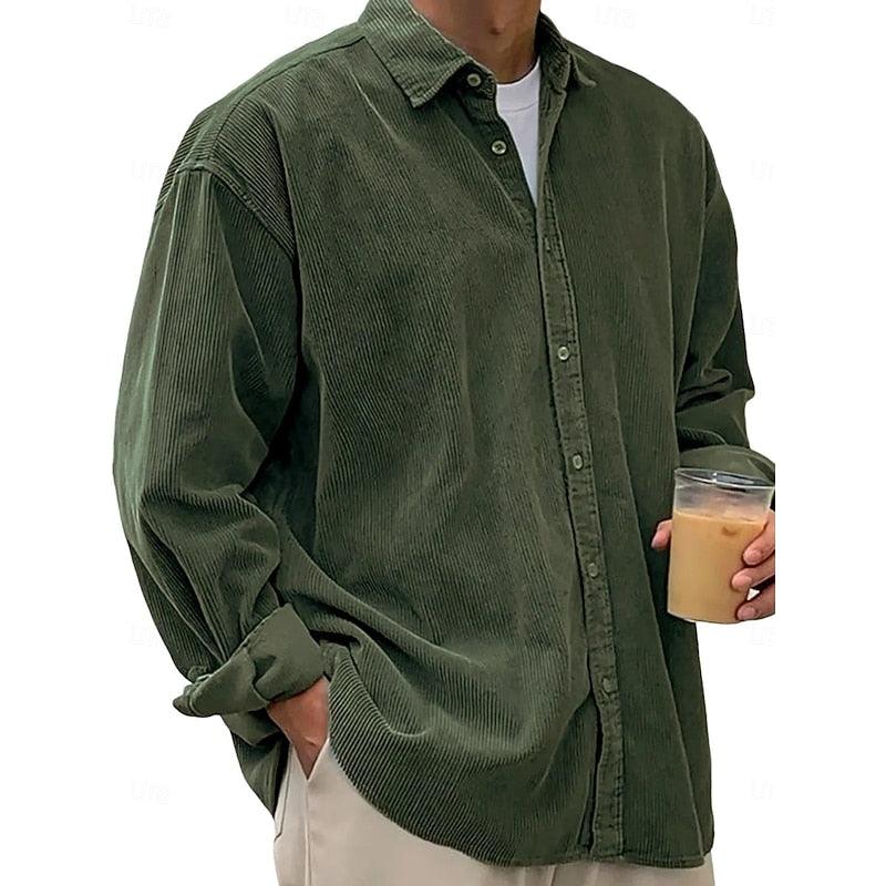Emmett | Ribbed Textured Button-Up Shirt