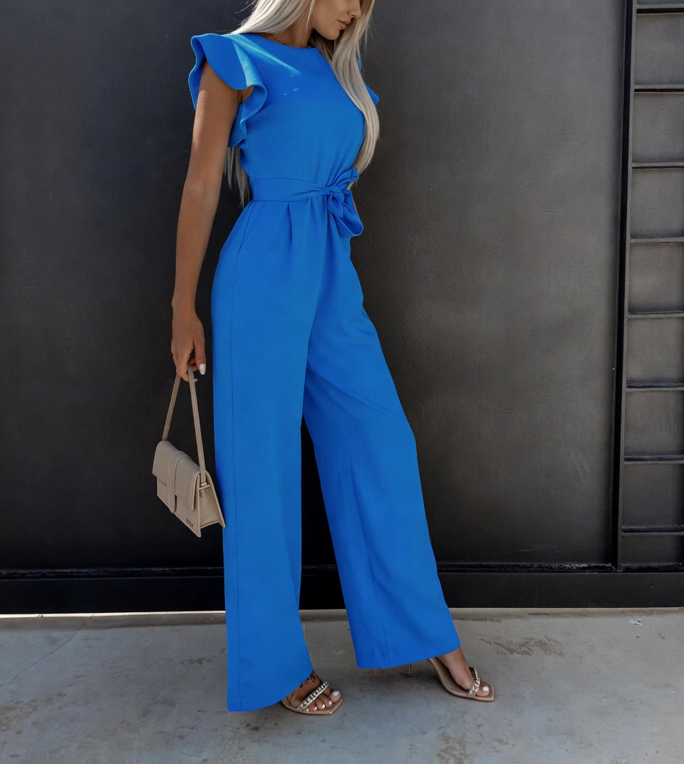 Julia | Women's Ruffle-Sleeve Wide-Leg Jumpsuit