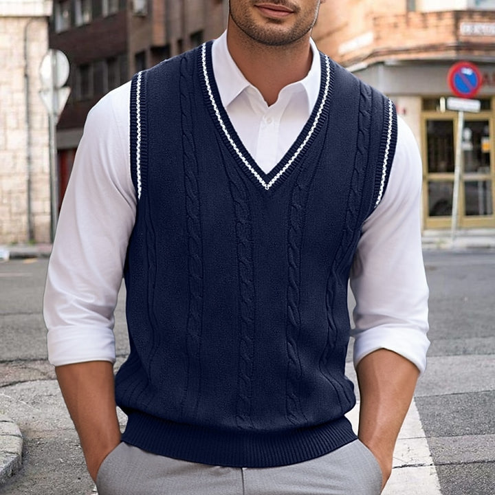 Arthur | Cable Knit V-Neck Sweater Vest