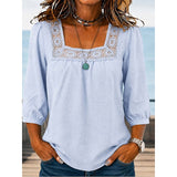 Rosemary | Lace-Trimmed Square Neck Blouse