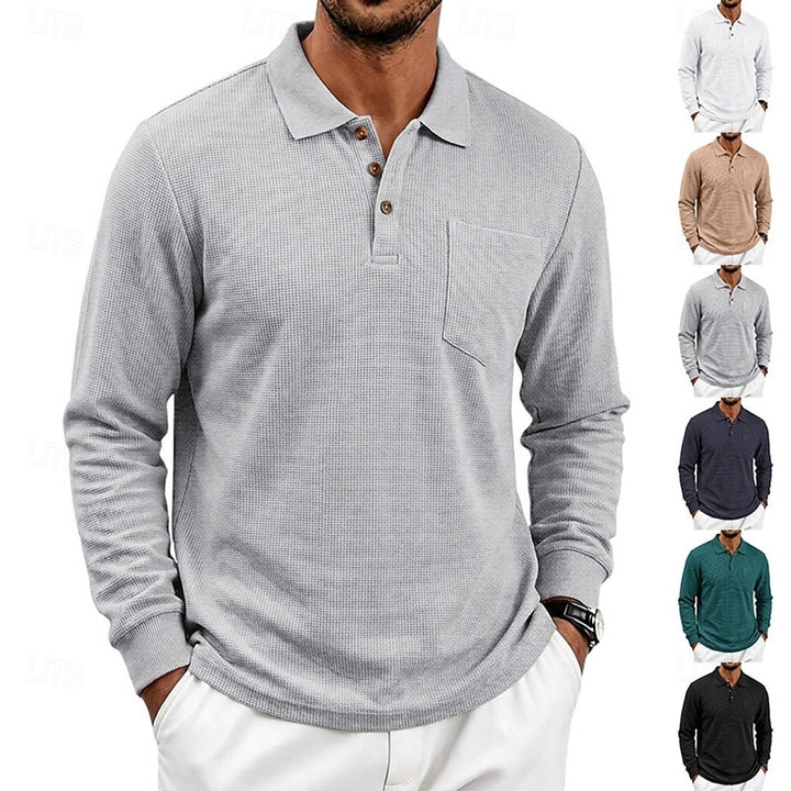 Landon | Textured Long-Sleeve Polo Shirt