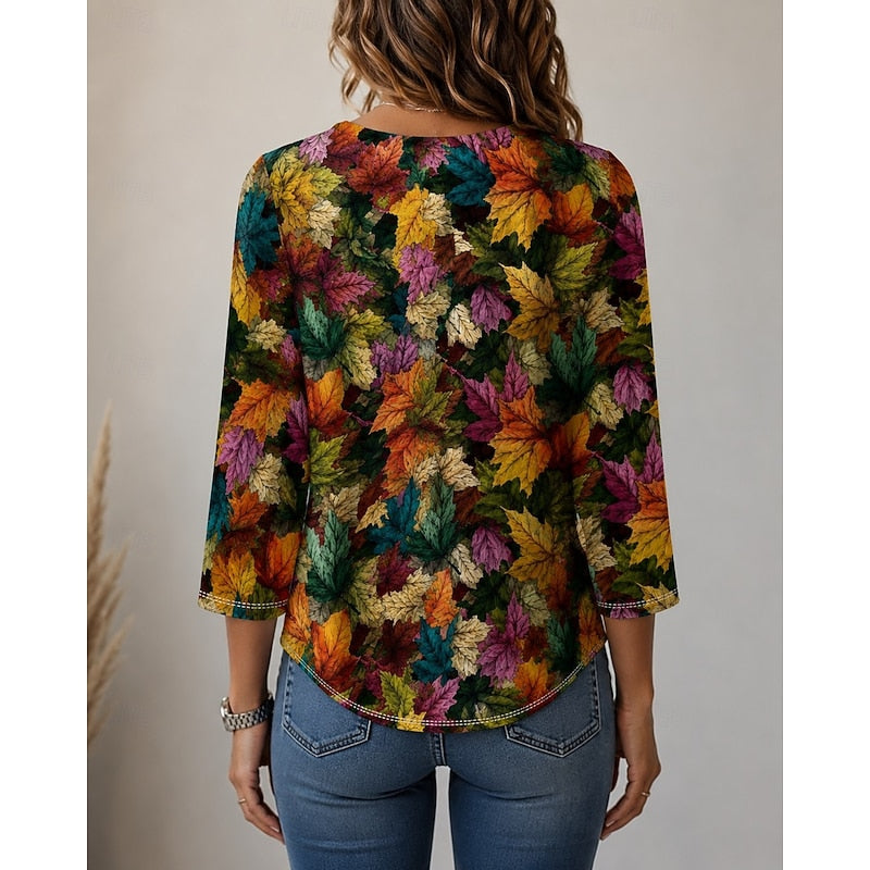 Autumn | Vintage Print Long-Sleeve Top