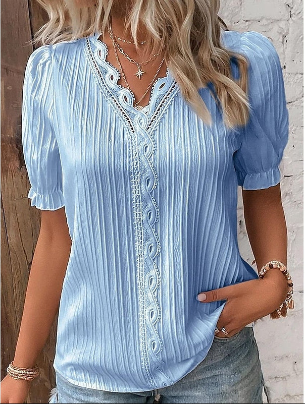 Harper | Lace-Trim V-Neck Blouse